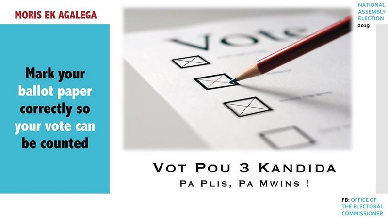 Les électeurs de d'Agaléga et Maurice vont voter pour trois candidats uniquement